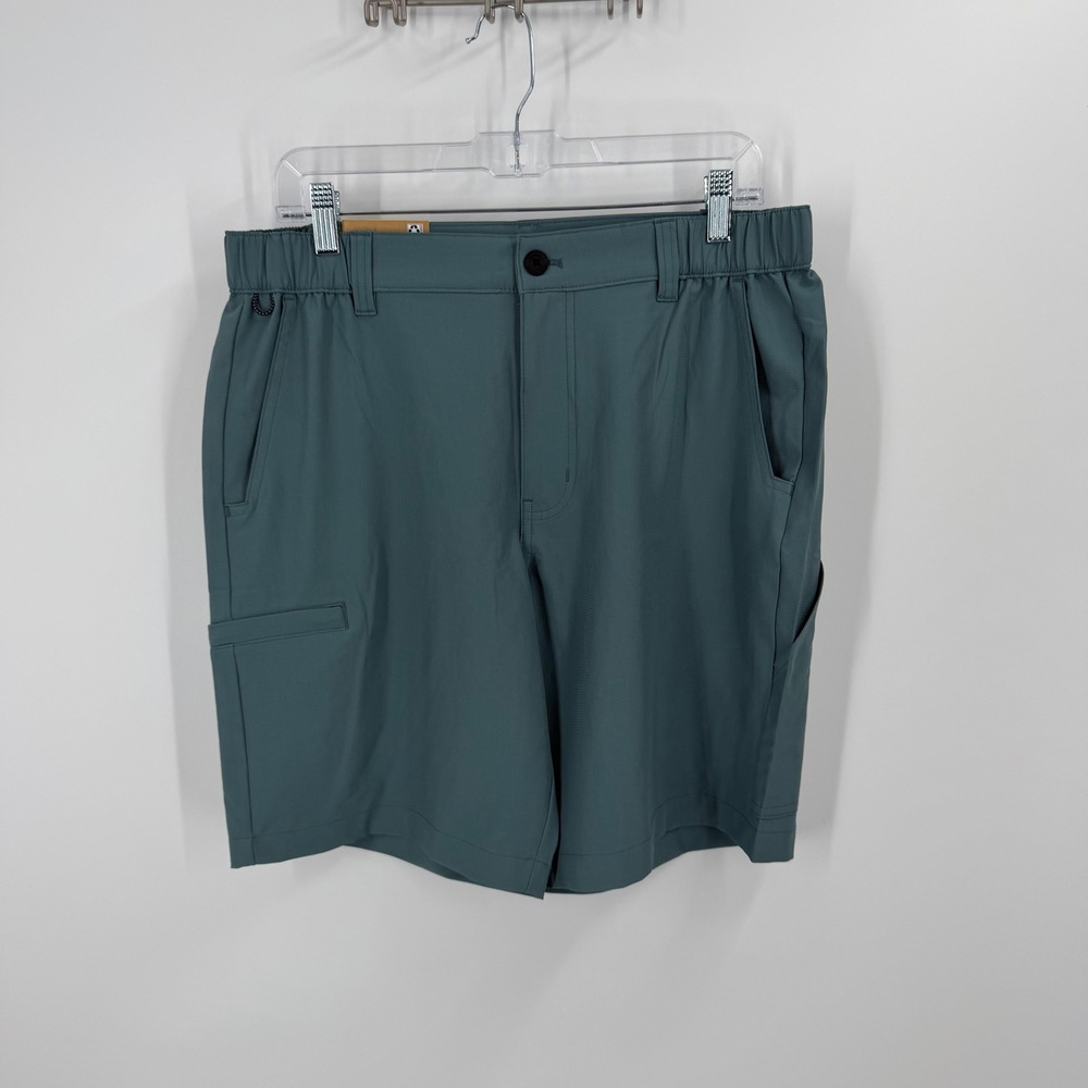 Eddie Bauer Flex Waist Tech Short Mens M Green UPF 30 Four-Way Stretch EB011289